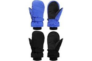 Boyiee 2 Paar Kinder Skihandschuhe Wasserdichte Winter Schneehandschuhe für Kinder Snowboard Handschuhe Winddichte Warme Skifahren Handschuhe für Jungen Mädchen