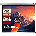 celexon Professional Plus Manual screen 100" | 200x150 cm 4:3 | Manually extendable 4K, full HD projector screen for office presentations & home cinema projections | wall & ceiling mounting