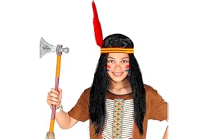 W WIDMANN MILANO Party Fashion - Parrucca indiana, nera, capelli lunghi, capelli sintetici, wild west