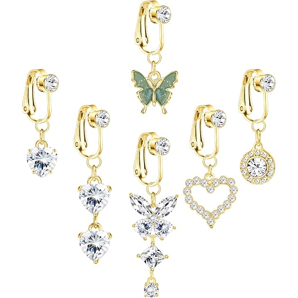 LOYEBOHU 3Pcs Faux Piercing Nombril - Acier Chirurgical, Styles Cœur, Papillon, Rond | Grossesse & Sans Percing