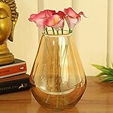 TIED RIBBONS Flower Vase for Living Room (Gold, 17 cm x 7 cm) - Decorative Flowers Plants Home Décor Office Bedroom Hall Tabl