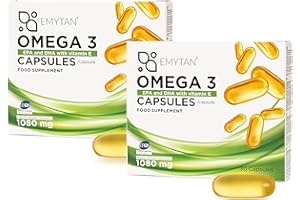 Emytan Omega 3 1080mg integratore alimentare di acidi grassi essenziali - certificato IFOS - 60 softgel di olio di pesce puro ad alto dosaggio - 535mg EPA / 268mg DHA per dose giornaliera