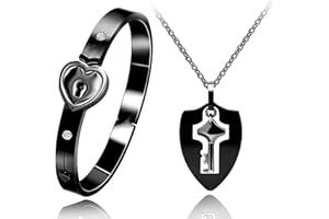 Uloveido Shield Key Anhänger Halskette und Schloss Armband für Mädchen Jungen Paar Halskette Armband Set für Männer und Frauen Jubiläums-Geburtstagsgeschenk Y473
