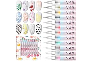 ‎SAVILAND Saviland 12 Farben 3D Nagellack Stift: Hochwertiges Fineliner-Stift【Ultradünne Spitze】Nail Art Stifte Schnelltrocknend/Langlebig/Wasserfeste Nagelstifte für Nagelkunst Maniküre Malerei DIY Nageldesign
