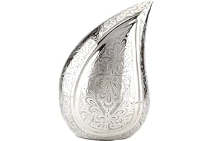 Urns UK "Torquay Argent gravé Urne funéraire en Forme de Larme en Laiton, Nickel