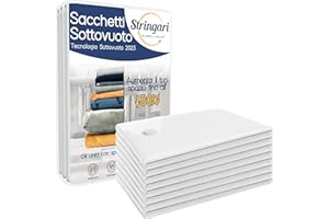 Stringari 8 Sacchi L 80x60 - Sacchetti Sottovuoto Vestiti - Buste di Qualità Superiore per Piumoni