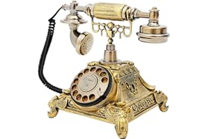 ESTABETER Retro-Festnetztelefon mit Wählscheibe, Cable Retro Telefon Vintage Telefon Dekoratives Heimbürotelefon Antik-Telefon mit Wählscheibe Klassisches Drehscheiben Drehtelefon