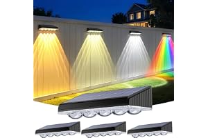 GEARLITE Solcellslampor för utomhusbruk trädgård 4 stycken med 5 | 3 färgtemperaturer + RGB, 10 lägen, utomhus vägglampa, 45 lumen, 1 200 mAh, IP65 vattentät, balkong, staket, terrass