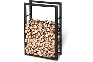 holz4home® Kaminholzregal aus Metall Schwarz I 100x25x60 cm I Brennholzregal inkl. Ofenhandschuh I Feuerholzregal Kaminholzhalter Holzständer Holzhalter Holzlager Feuerholz Brennholz