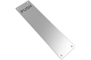 WHITE HINGE Door Push Finger Plate - Aluminium 300mm Pre-Drilled Metal Open/Close Covers