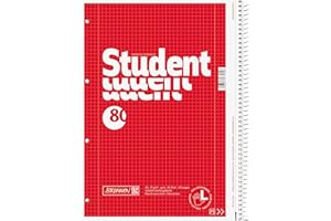 ‎BRUNNEN BRUNNEN Collegeblock Student Linkshänder | A4, Lineatur 28, 80 Blatt, rot