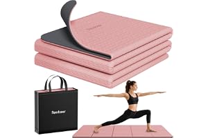 READAEER Vikbar yogamatta för resor vikbar yogamatta 6 mm tjock med bärväska, halkfri TPE träning pilatesmatta