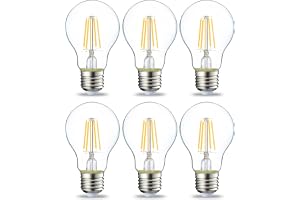 Amazon Basics Edison-skruvlampa, LED, E27, 4,3 W (motsvarande 40 W), klar glödtråd, varmvit, ej dimbar, paket med 6