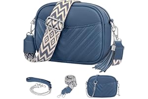 JUYANO Crossbody Bag damska skórzana mała torba na ramię z szerokim paskiem, stylowa torebka na ramię damska z otworem na karty, odpinany pasek na ramię