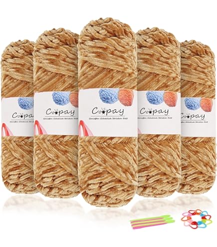 Wollidu Gina Chenillegaren voor breien en haken, 5 x 100 g/120 m, 100
