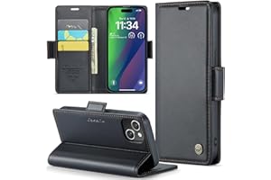 Rerzoiro Funda para iPhone 15 6,1", Funda de Cierre Magnético, Cartera de Cuero PU con [Bloqueo RFID], Soporte, Ranura para Tarjetas, Carcasa de Libro, Case para iPhone 15, Negro