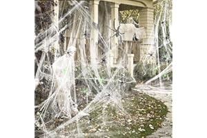 Wodovia Telaraña de Halloween, 100g Telaraña Elástica con 60 Arañas Falsas, estirables para telaraña de araña Espeluznante decoración masiva Realista araña para Fiestas Decoraciones de de Halloween