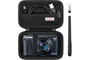 Supmay Harte Tragetasche für Canon SX740 HS/ SX730 HS/ SX720 HS/ SX620 HS/ G7 X Mark III/G7 X Mark II PowerShot Digitalkamera, Aufbewahrungshalter Reisetasche mit Mesh Tasche für Batteriepack, Schwarz