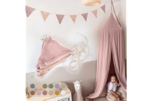 ‎LILIMAUS LILIMAUS Wimpelkette Stoff [in 12 Farben] Wimpelkette Kinderzimmer - 100% Baumwolle Handmade Girlande Stoff - Wimpelkette Musselin - Hausbett Deko Mädchen & Jungen - Girlande für Babyzimmer