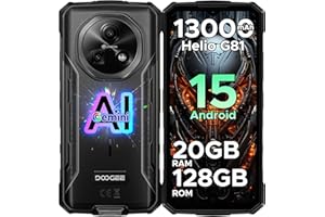 DOOGEE Fire 5 Pro Rugged Smartphone, 20GB+128GB 13000mAh Android 15 Telefono Indistruttibile, Mediatek Helio G81 Octa-core, 6.6" 90Hz Display, 13MP+8MP, NFC/Triple Card Slot/Face ID/GPS/IP68/IP69K