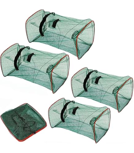 4 Pezzi Trappola per Rete da Pesca, Rete Pesca Trappola con Perline Accessori Reta Attrezzatura da