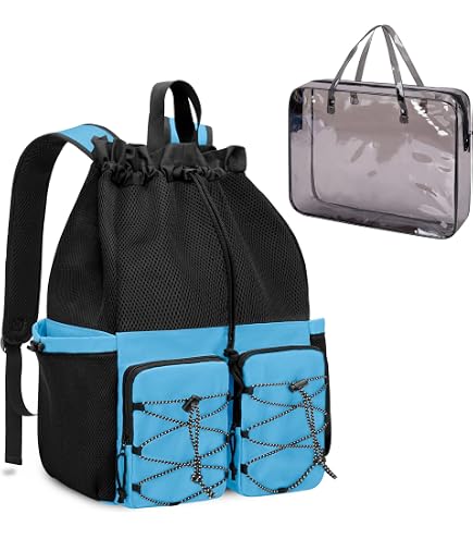 Netz-Rucksack Mit Kordelzug – Wasserdicht, 47,9 X 16,5 X 32 Cm, Mit Nassfach & Schultergurten Für Sport & Strand