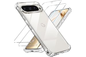 Tentoki 3 in 1 für panzerglas und hülle Google Pixel 9/9 Pro,[Nie Vergilbung] schutzfolie TPU handyhülle Schlanke Stoßfeste Anti Kratzt Transparent Case