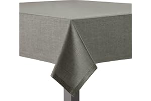 Flowen Mantel Antimanchas para Mesa Cuadrato 140x140 Gris. Ideal para Interiores,Comedor,Salon,Manteles para Exterior y Jardin. Mantel 100% Algodón Resinado en Tela Impermeable Efecto Lino.