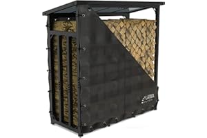LAWA LIVING AND LIFESTYLE Range bûches extérieur Étagère à bûches avec Toit Bâche de protection 188 x 70 x 188cm 45kg galvanisé Charge 3t Stockage de bois Range bois de chauffage Porte-bûches Porte bois de chauffage Noir