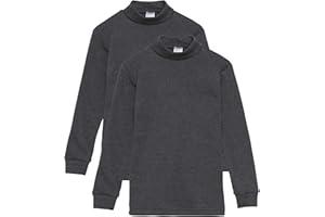 Channo Chemise de sous-vêtement Thermique pour Enfants à col Haut et à Manches Longues, Couleurs Unies