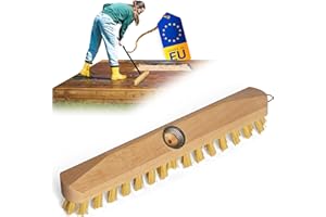 NOVALIV Schrubber aus Holz mit Borsten| Wischer mit Gewinde| Scheuerbürste PPN| Boden-Bürste| Rür Reinigung von Balkon Terrasse Garten Innen- Außenbereich Schrubber ohne Stiel