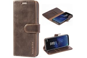 Mulbess Etui na telefon komórkowy do Samsung Galaxy S8, skórzane etui z klapką, etui ochronne do Samsung Galaxy S8, vintage, brązowe