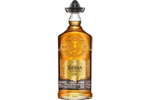 ‎SIERRA Sierra Antiguo Añejo (1 x 700 ml) – reiner Tequila Añejo aus 100 % Blaue Weber Agave – reift bis zu 2 Jahre in Bourbon-Fässern – ideal für Cocktails wie Margaritas – 40 % Alk.