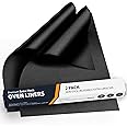 Linda's Essentials Extra Large Oven Liners (2 Pack) - Universal Non Stick Teflon Oven Liner for Fan Assisted Ovens, 63.5 x 43cm Black Rectangular Oven Protector