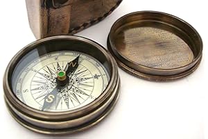 THOR INSTRUMENTS Robert Frost Poema Brújula de Bolsillo con Funda de Cuero rústico Vintage decoración del hogar Regalos