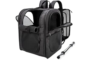 Apollo Walker Pet Carrier Backpack for Large/Small Cats and Dogs, Puppies, Safety Features and Cushion Back Support for Travel, Hiking, Outdoor Use (Black-Expandable)