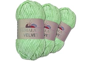 Wohnkult Himalaya - Velvet Dolphin - Lot de 3 pelotes de 100 g de laine - 40 couleurs au choix - Fil chenille à tricoter - Pelucheux et brillant - Pour accessoire, vêtement, couverture - 90007, Menthe