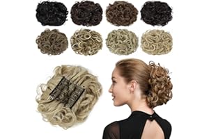Yamel Chignon Hairpiece Curly Bun Scrunchie Extensions Natural Blonde Synthetic Updo Combs in Messy Bun Hair Piece for Women