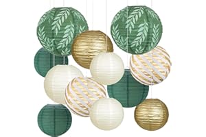GUOSIYAO Lanterne Di Carta 12 Pcs Rotonde Decorazioni Per Feste Salvia Di Da Appendere Per eucalipto Baby Shower Addio Compleanno Matrimonio Fidanzamento decorazioni neutre per feste（Imposta B）