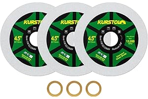 KURSTOL Disco Diamantato per Vetro - 3 pezzi 115mm Dischi Taglio per Vetro, giada, cristallo, bottiglia di vino, piastrella di ceramica, Alesaggio 22.23mm-15.875mm