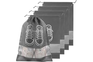 Hpmjz 5 Stück Große Kordelzug Schuhbeutel Schuh-Aufbewahrungstaschen Staubdichte Verpackung-Organizer Reise Schuh Stoff-Beutel mit Transparentem Schlitz für Schutz und Aufbewahren von Schuhen