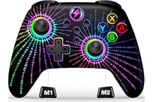 ALEEMTRY Manette sans Fil pour Switch avec Joystick RVB, Boutons programmables et synchronisés, 1000 mAh, pour Switch/Lite/OLED