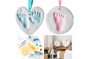 BUBZI CO Empreint Bébé Cadeau Bebe Garcon Platre Bebe, Argile Blanche Non Toxique, Souvenir Personnalisé pour Décoration Chambre Bébé,Cadeau Original Naissance–Cadeau Naissance Liste de Naissance