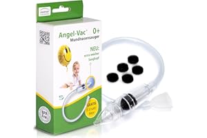 ‎ANGEL-VAC Angel-Vac® Mund-Nasensauger Baby [mit extra weichem Saugkopf] - manueller Saug-Nasenreiniger ohne Staubsauger - für Babys ab 0 Jahre [inkl. 5 Ersatz-Filtern]