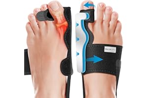 MISS MOUTH'S Corrector de Juanetes Dedos y Separador 2 Piezas - Con 2 Separadores de Dedos, 2 Correas de Ajuste para el Talón, Alivio del Dolor y Protección, Ajuste Ajustable, para Día y Noche (Negro)