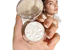 AUROLAGLOW Diamond Shine Highlighter Powder Makeup Palette - Face Highlighter Palette with Long-Lasting Lightweight Shimmer Colors for Highlighting and Contouring (Pearl White)