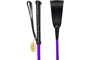 PRAIRIE HORSE SUPPLY Riding Crop for Horse (Black, Fuchsia, Pink, or Purple) (24 or 27 Inches) Fiberglass Shaft with Leather Single or Double Slapper