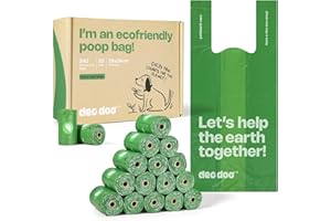 Deo Doo Dog Poop Bags with Handles 20 Rolls 240 Counts Big Sizes Leak Proof and Extra Thick Waste Bags Refill Rolls for Walking Small Medium Large Dogs Cats Litter Unscented