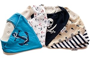 Lovjoy Bandana Dribble Bibs - Super Absorbent & Soft for Teething Babies - Adjustable Snaps - Fits Newborn to 3 years - 5 Pack