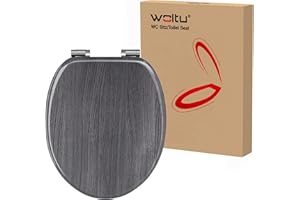 WOLTU Premium WC-Sitz Toilettensitz mit Absenkautomatik, MDF Holzkern, Softclose Scharnier, Desgin Décor Oval